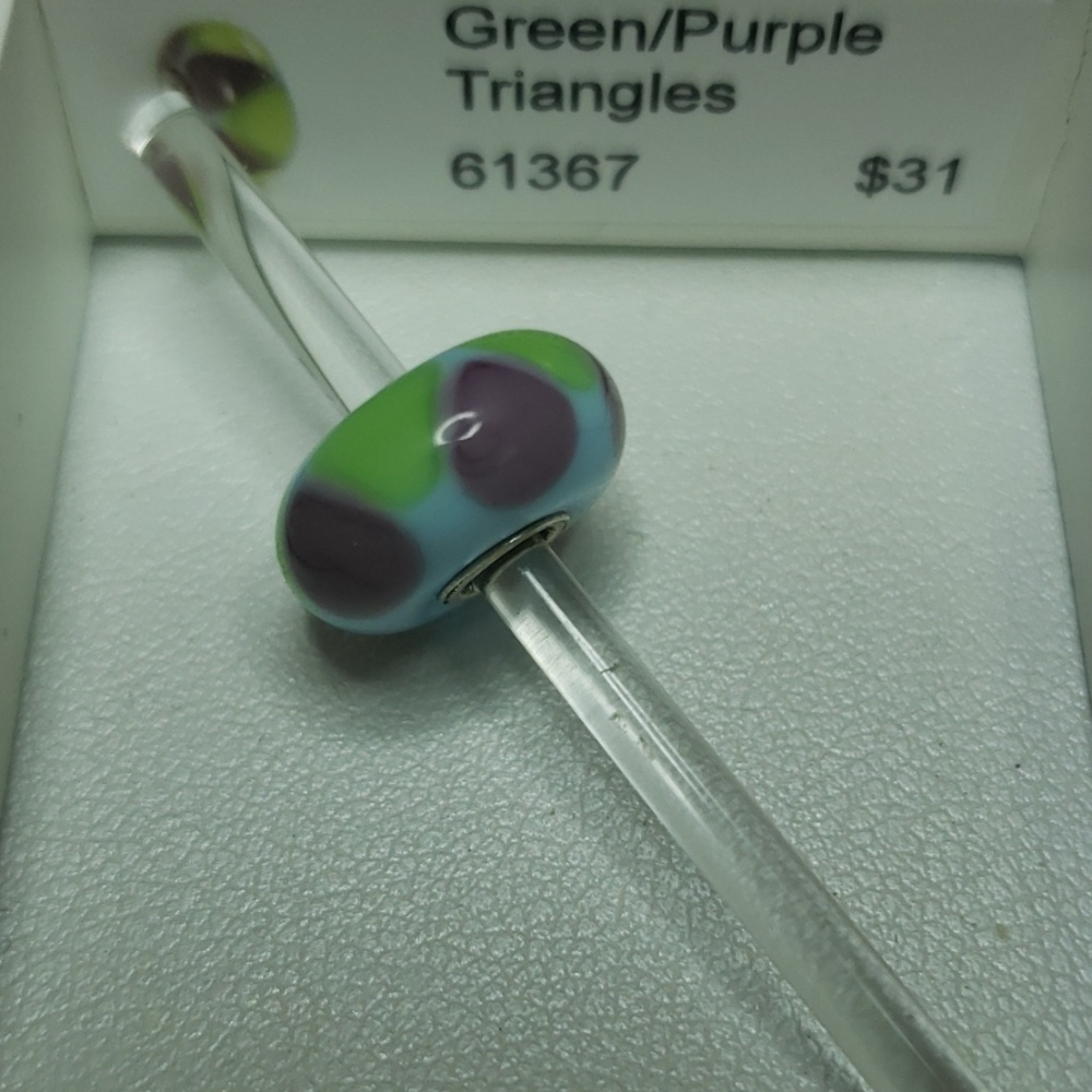 Trollbeads Green/Purple Triangles Glass Bead